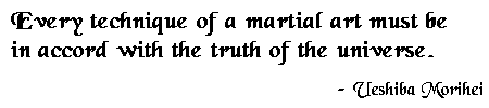 Every technique of a martial art must be in accord with the truth of the universe. - Ueshiba Morihei